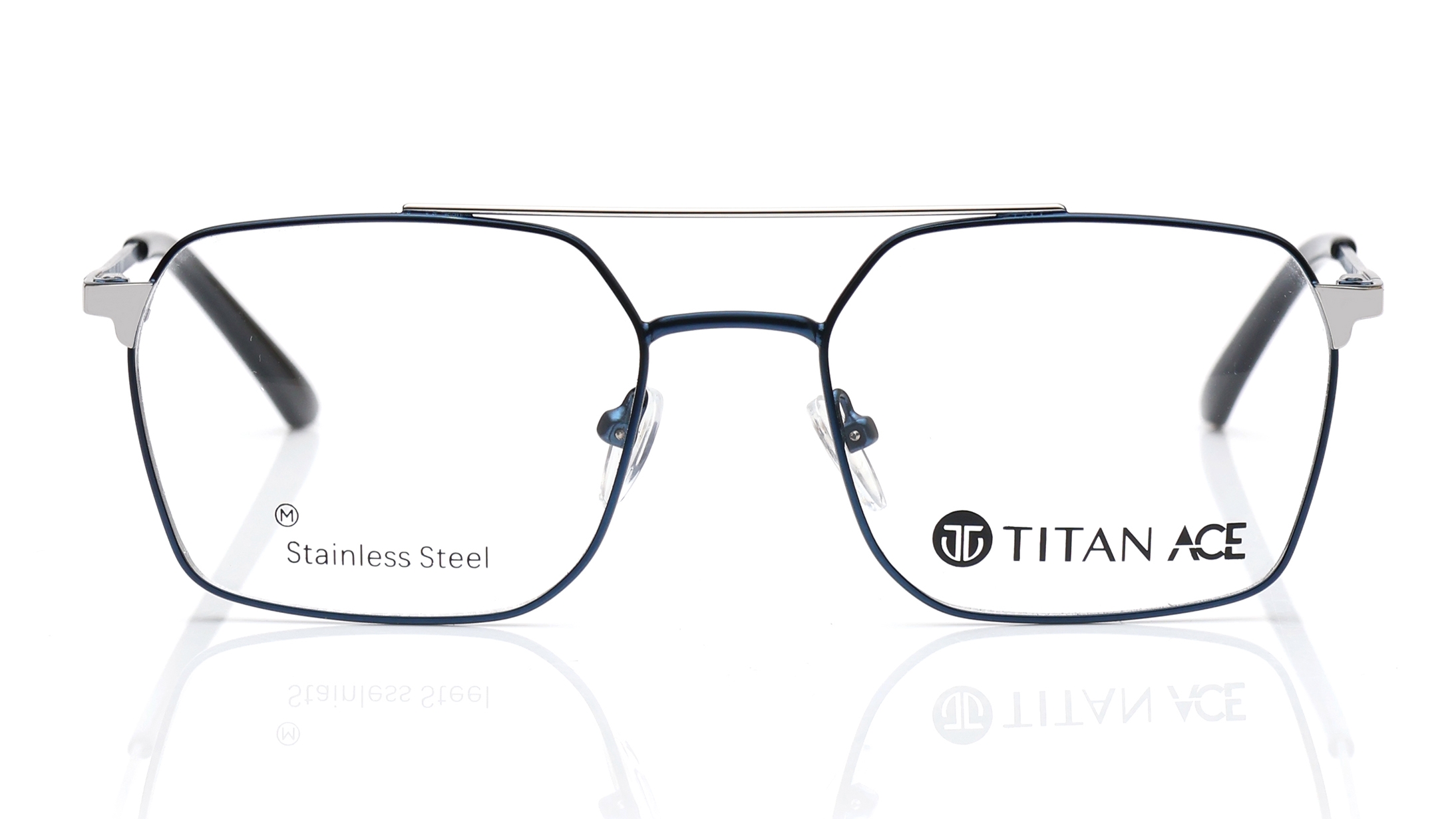 Image 1 of Blue Navigator Eyeglasses for Men from Titan Available at Titan Eye+