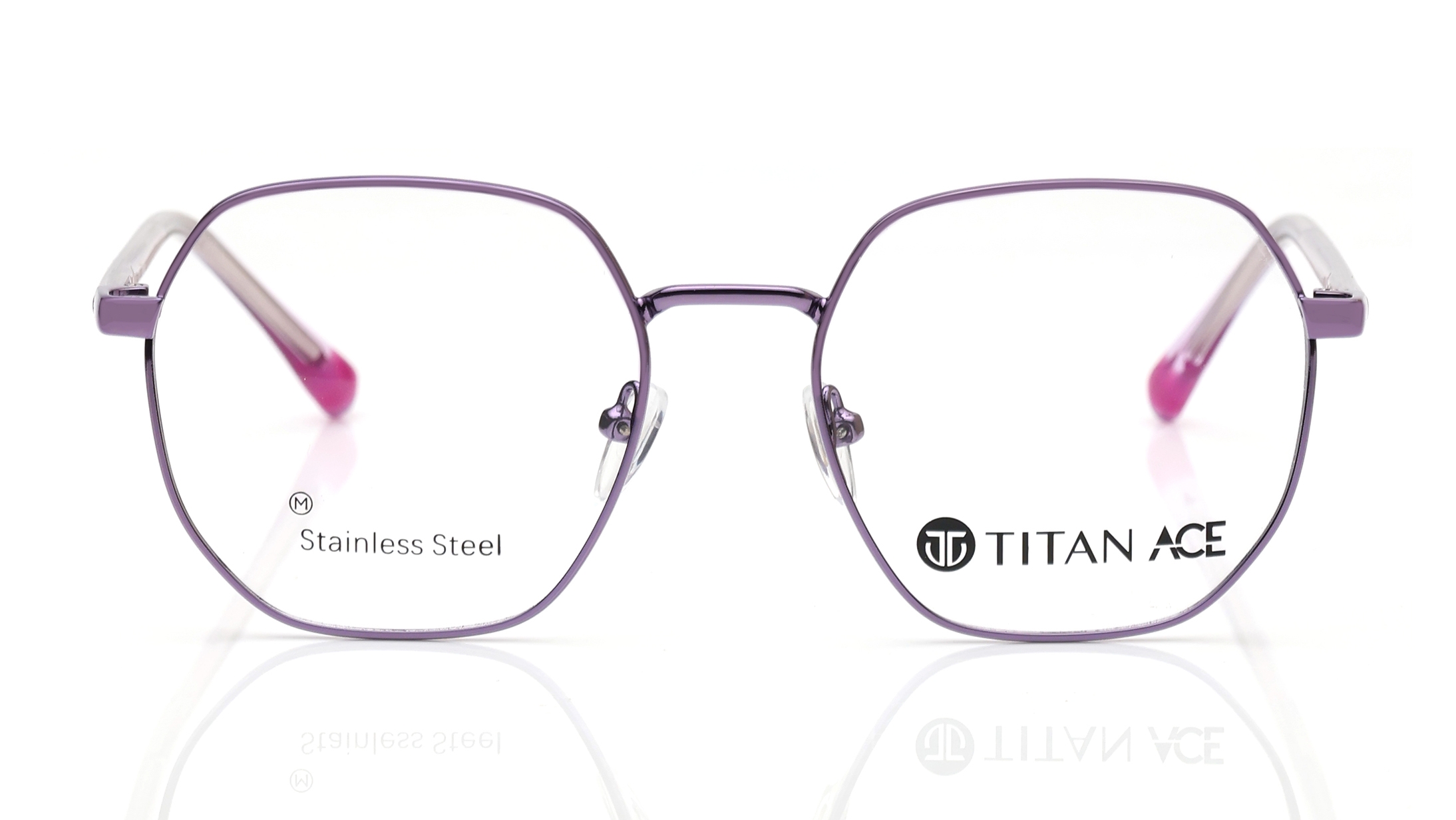 Image 1 of Purple Geometric Eyeglasses for Men and Women from Titan Available at Titan Eye+