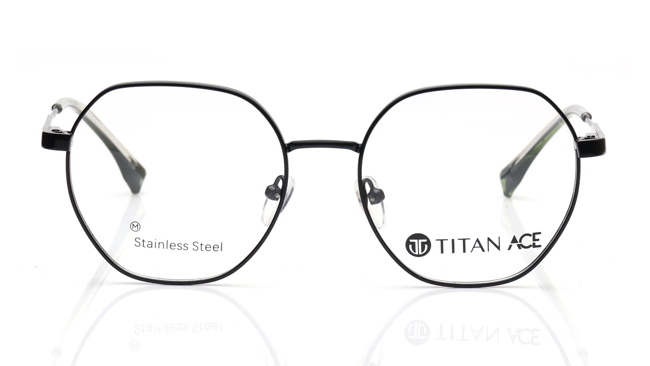 Image 1 of Black Geometric Eyeglasses for Men and Women from Titan Available at Titan Eye+
