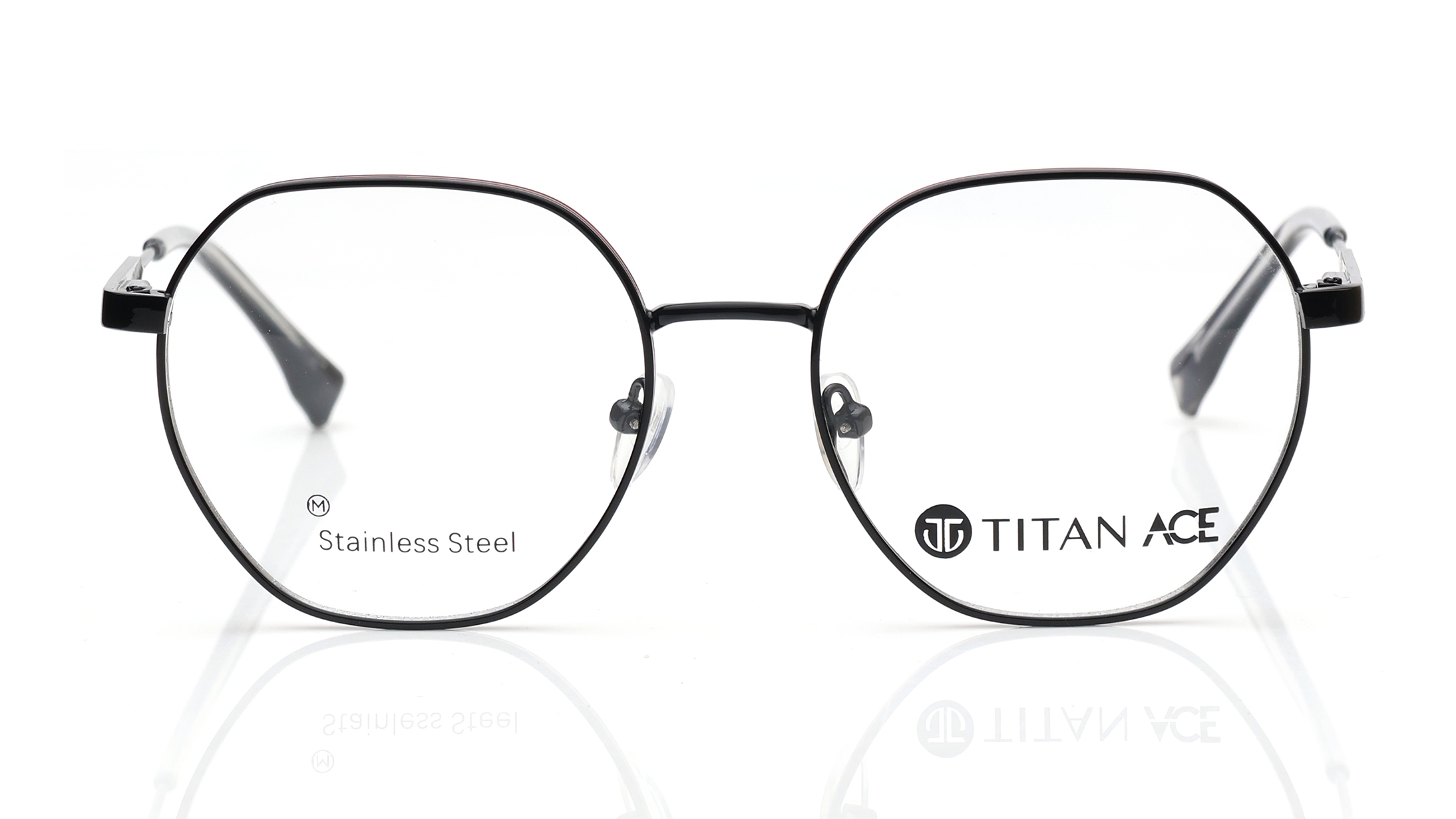 Image 1 of Black Geometric Eyeglasses for Men and Women from Titan Available at Titan Eye+