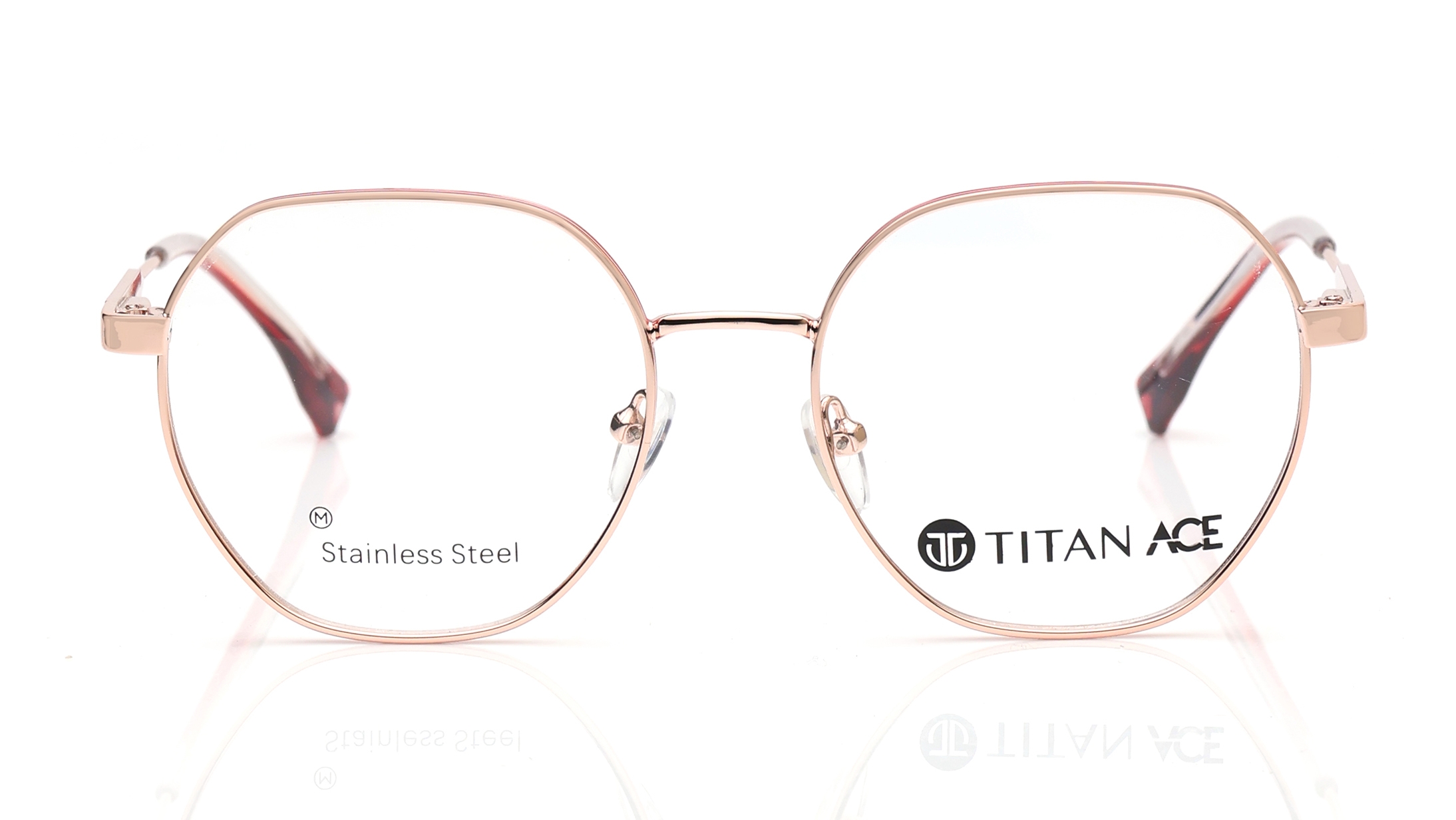 Image 1 of Rose Gold Geometric Eyeglasses for Men and Women from Titan Available at Titan Eye+
