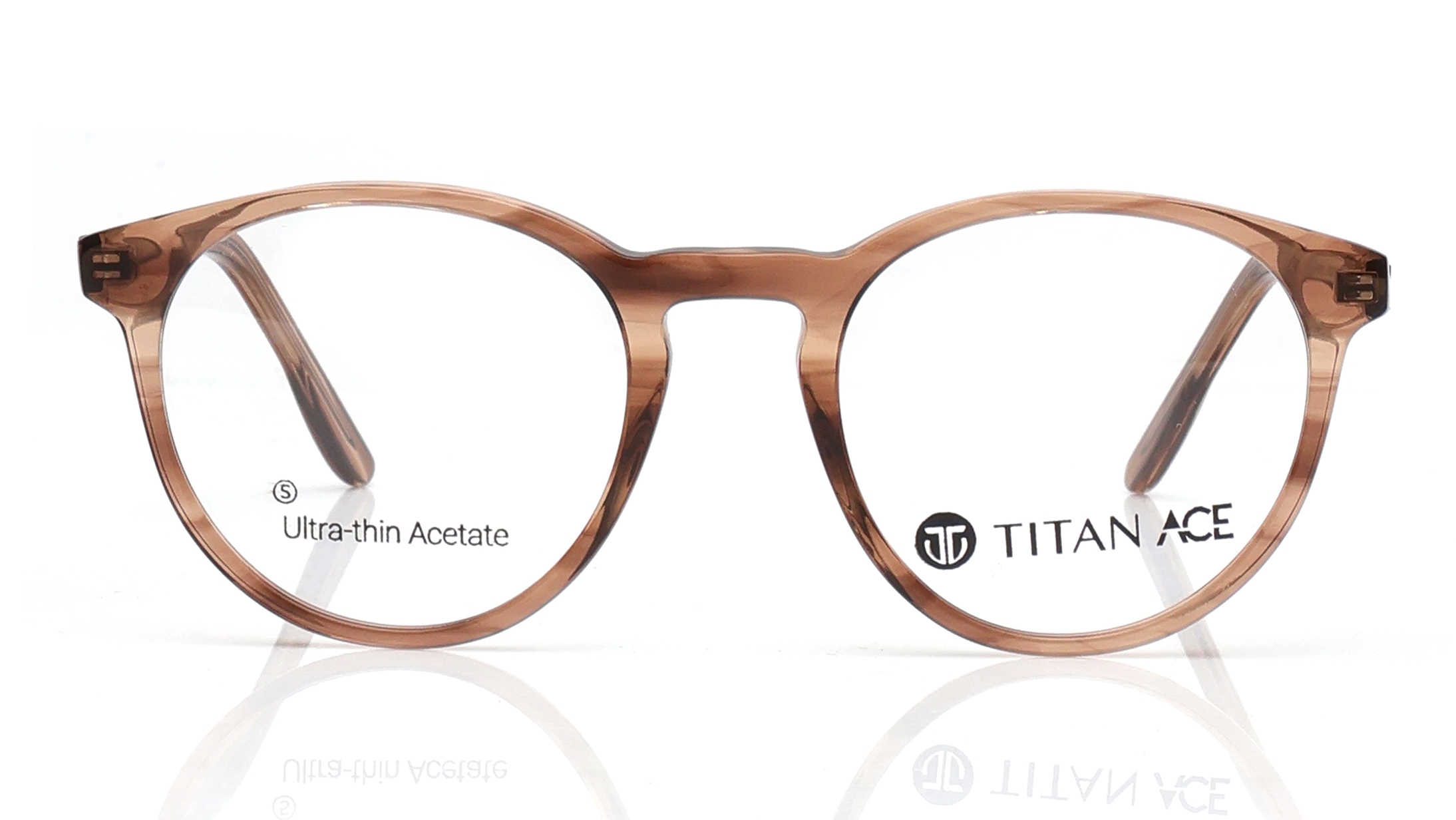 Image 1 of Brown Round Eyeglasses for Men and Women from Titan Available at Titan Eye+