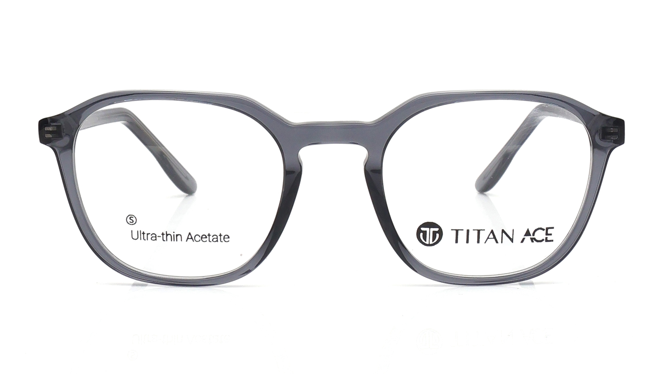 Image 1 of Grey Geometric Eyeglasses for Men and Women from Titan Available at Titan Eye+