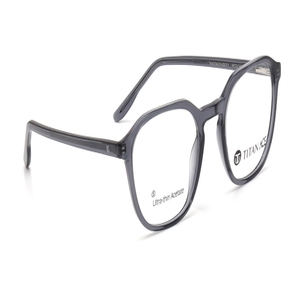 Image 2 of Grey Geometric Eyeglasses for Men and Women from Titan Available at Titan Eye+
