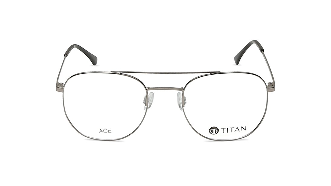 Image 1 of Silver Navigator Eyeglasses for Men and Women from Ace by Titan Available at Titan Eye+