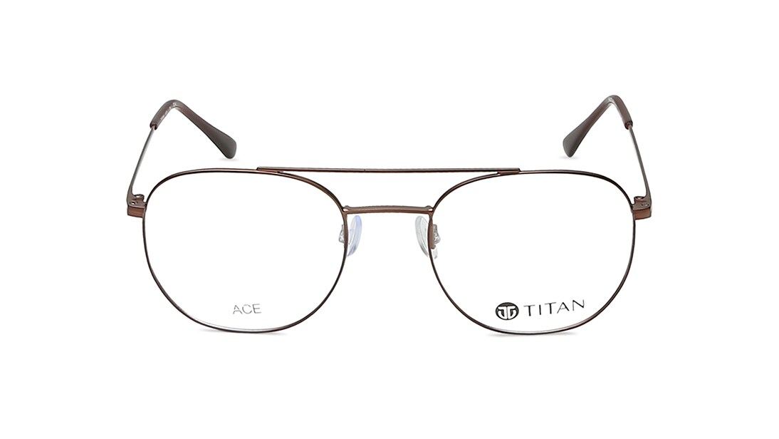 Image 1 of Brown Navigator Eyeglasses for Men and Women from Ace by Titan Available at Titan Eye+
