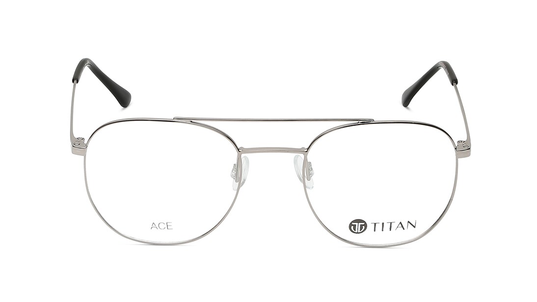 Image 1 of Silver Navigator Eyeglasses for Men and Women from Ace by Titan Available at Titan Eye+