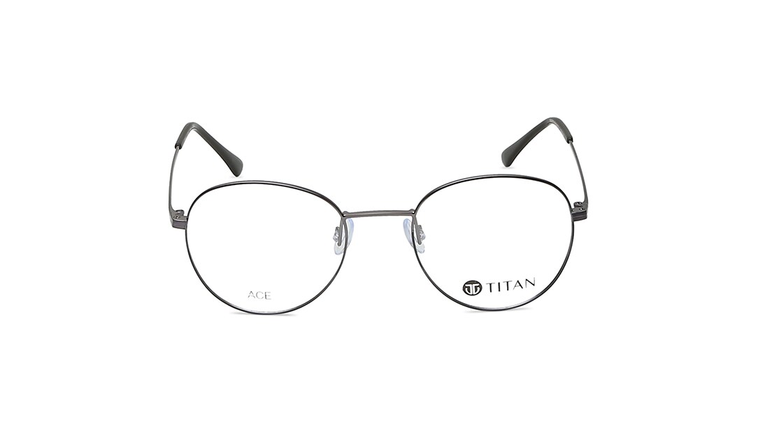 Image 1 of Black Oval Eyeglasses for Men and Women from Ace by Titan Available at Titan Eye+