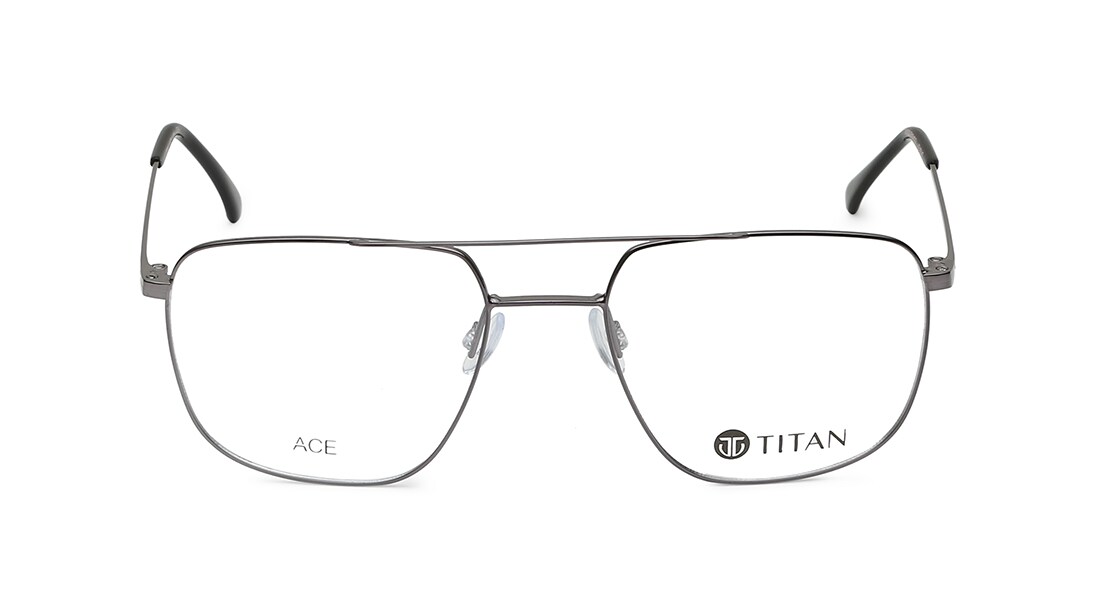 Image 1 of Gun Metal Navigator Eyeglasses for Men and Women from Ace by Titan Available at Titan Eye+