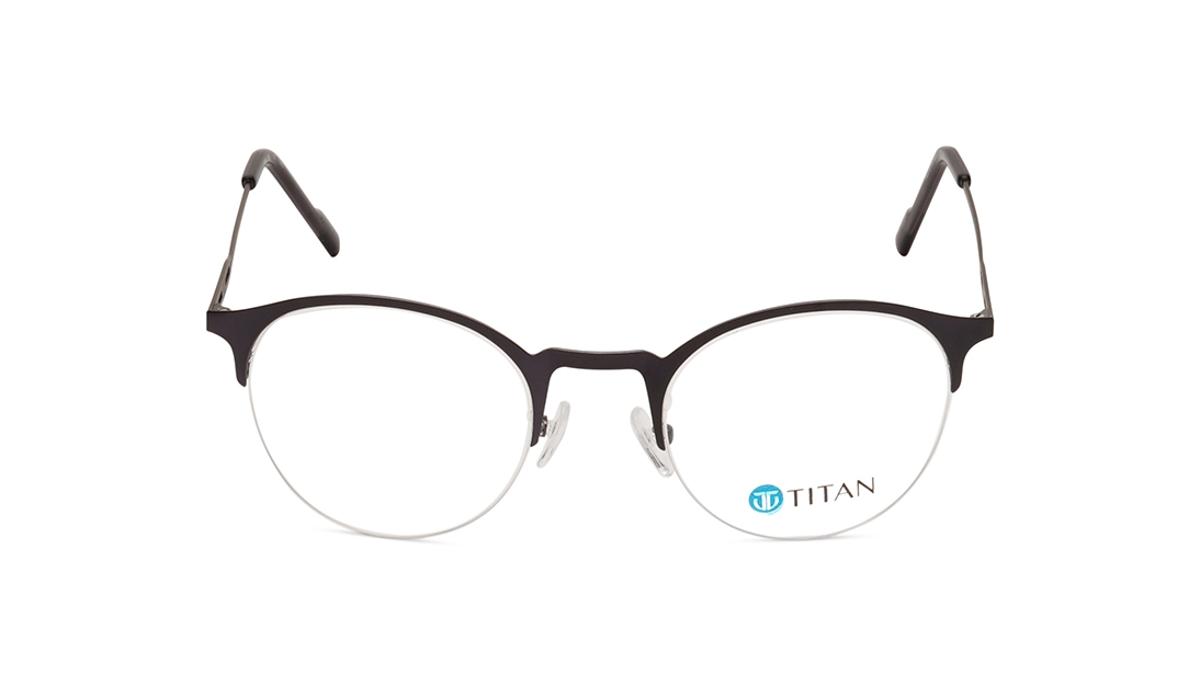 Image 1 of Black Round Eyeglasses for Men and Women from Titan Available at Titan Eye+