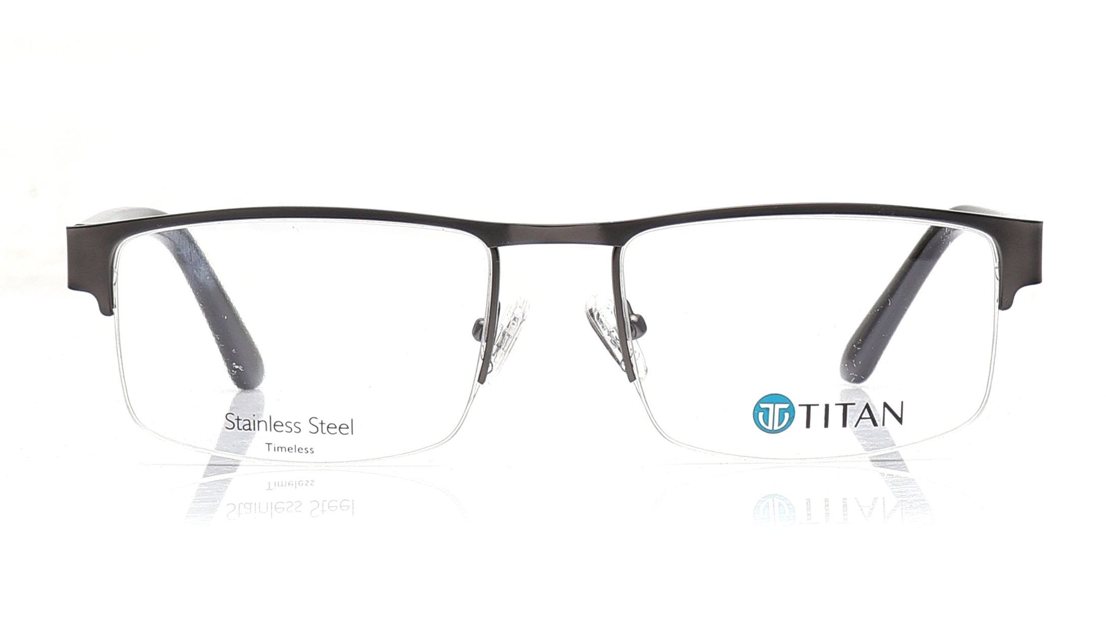 Image 1 of Gun Metal Square Eyeglasses for Men and Women from Ace by Titan Available at Titan Eye+