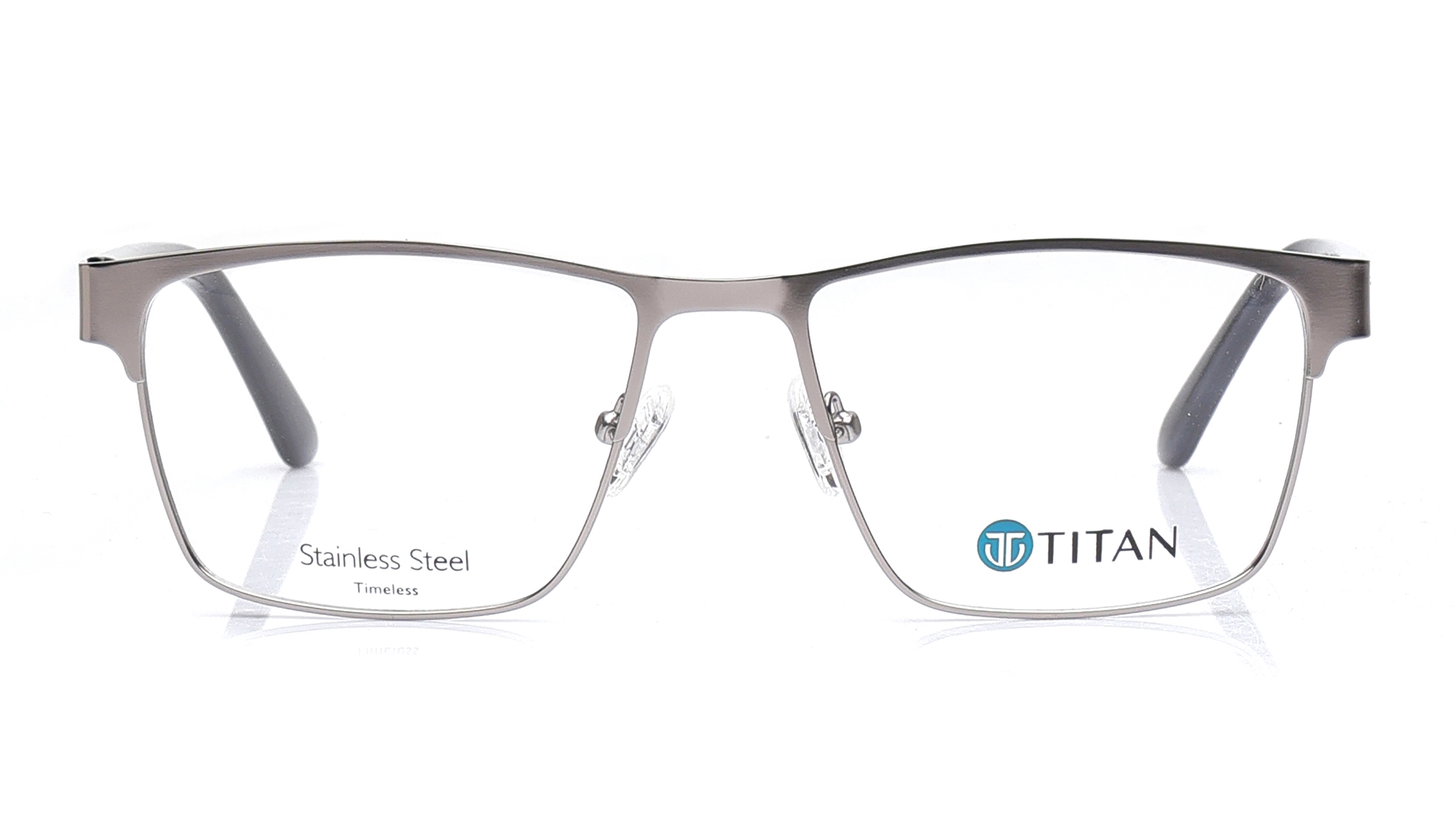 Image 1 of Gun Metal Square Eyeglasses for Men from Ace by Titan Available at Titan Eye+