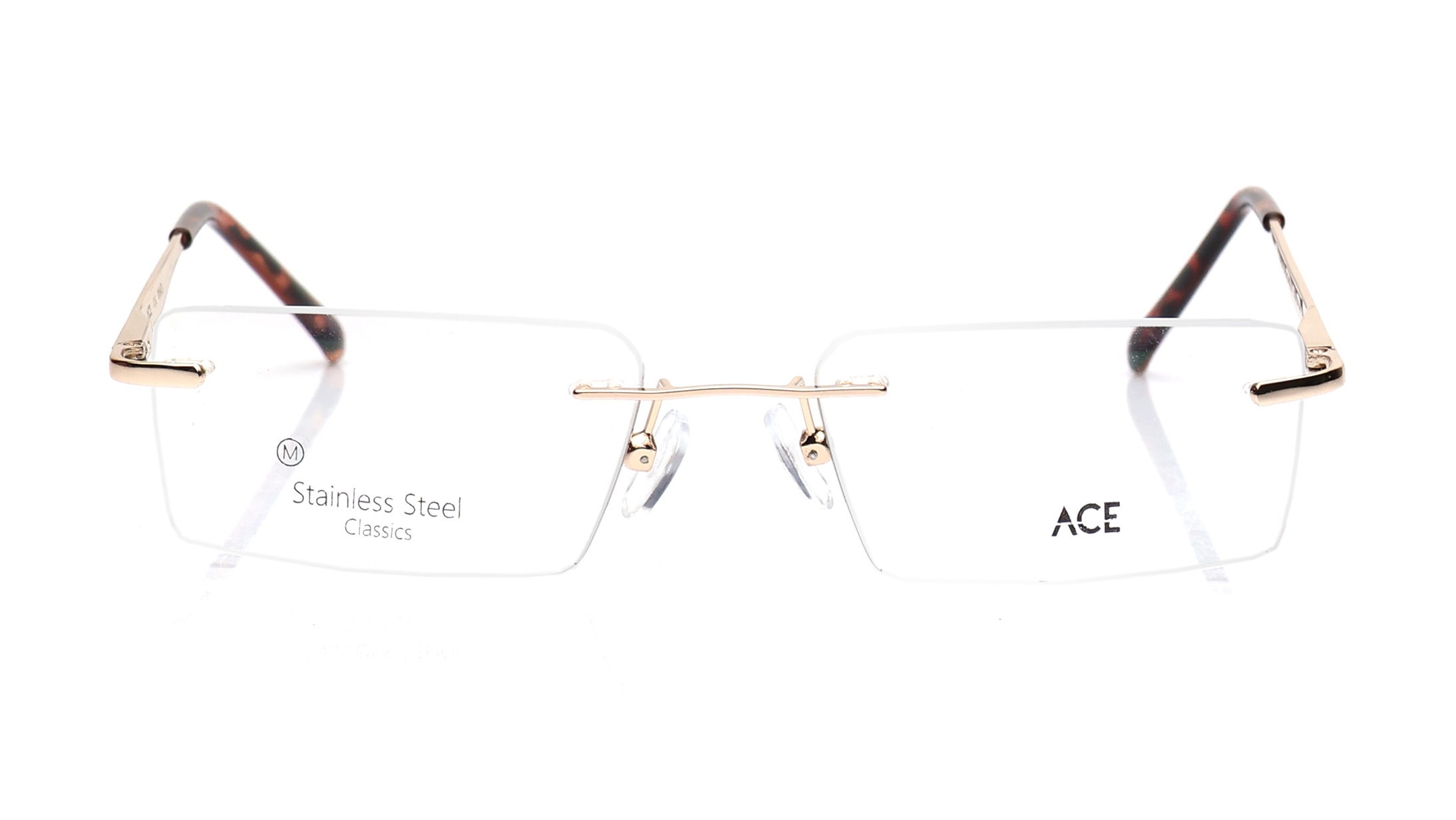 Image 1 of Gold Rectangle Eyeglasses for Men And Women from Ace by Titan Available at Titan Eye+
