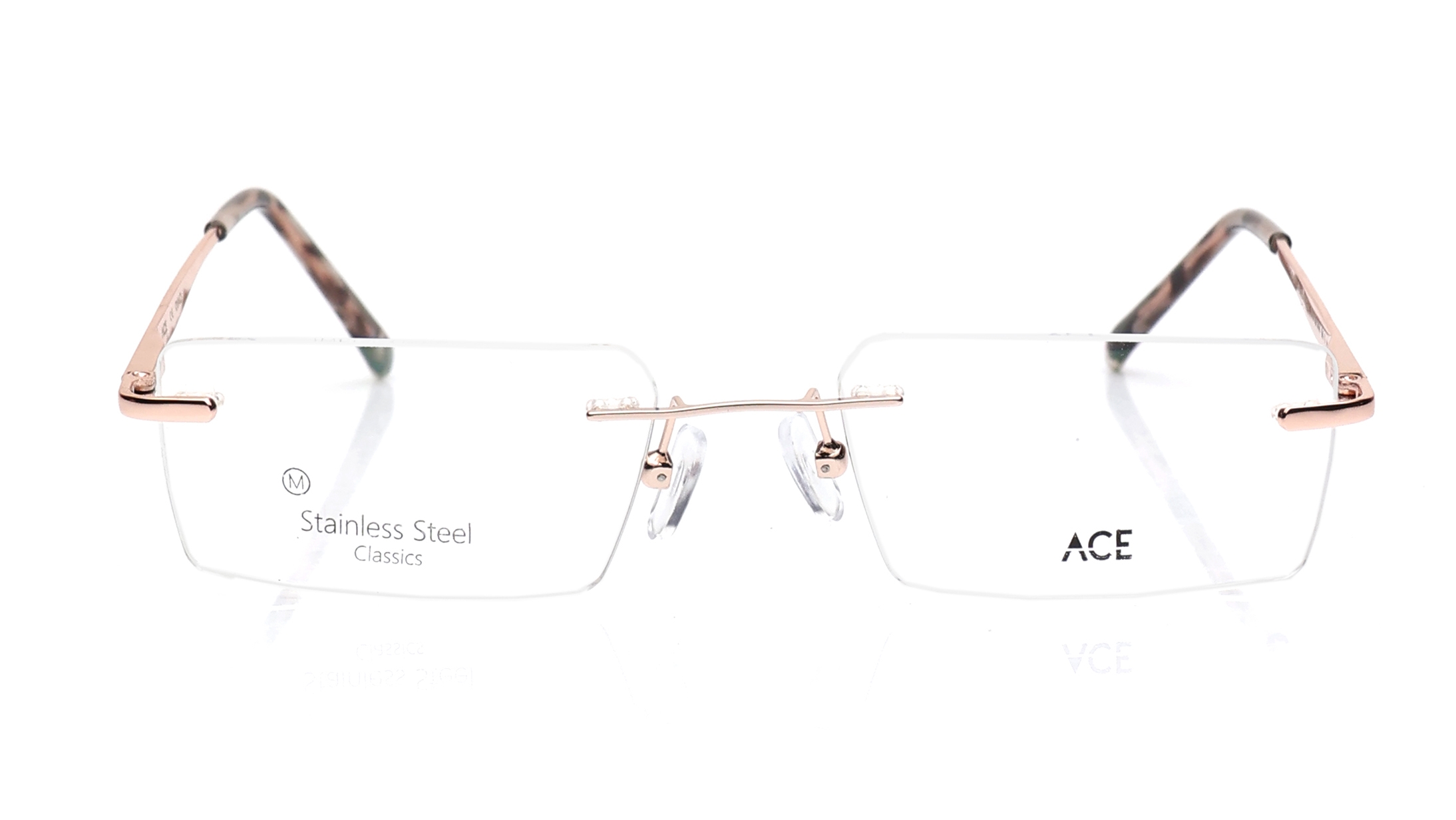 Image 1 of Rose Gold Rectangle Eyeglasses for Men And Women from Ace by Titan Available at Titan Eye+