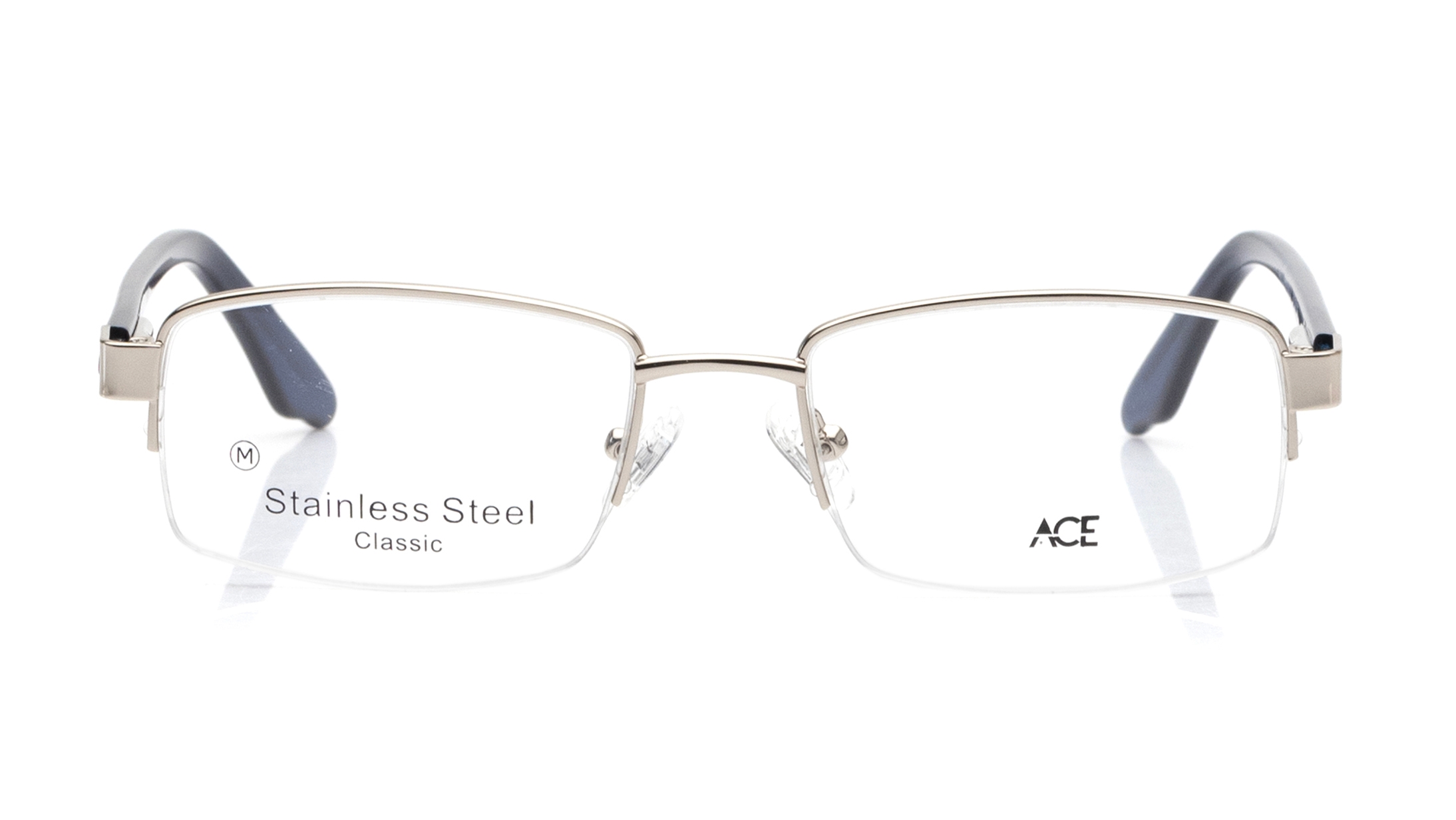 Image 1 of Silver Rectangle Eyeglasses for Men from Ace by Titan Available at Titan Eye+