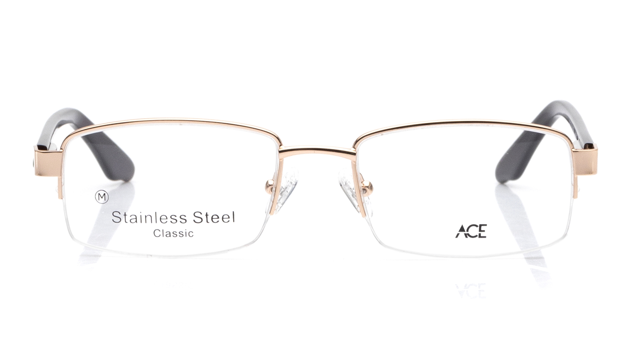 Image 1 of Gold Rectangle Eyeglasses for Men from Ace by Titan Available at Titan Eye+