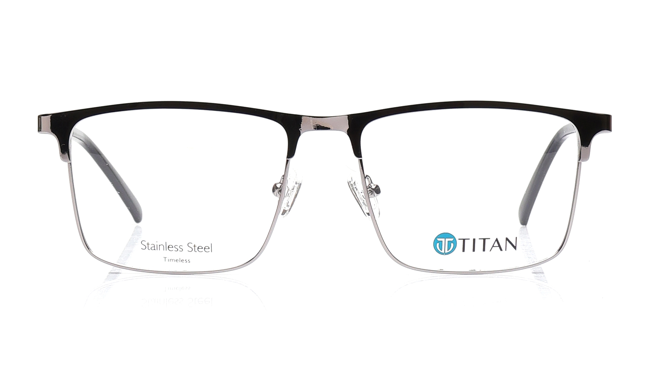 Image 1 of Gun Metal Rectangle Eyeglasses for Men and Women from Ace by Titan Available at Titan Eye+