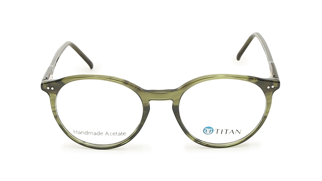 Image 1 of Olive Round Eyeglasses for Men from Titan Available at Titan Eye+