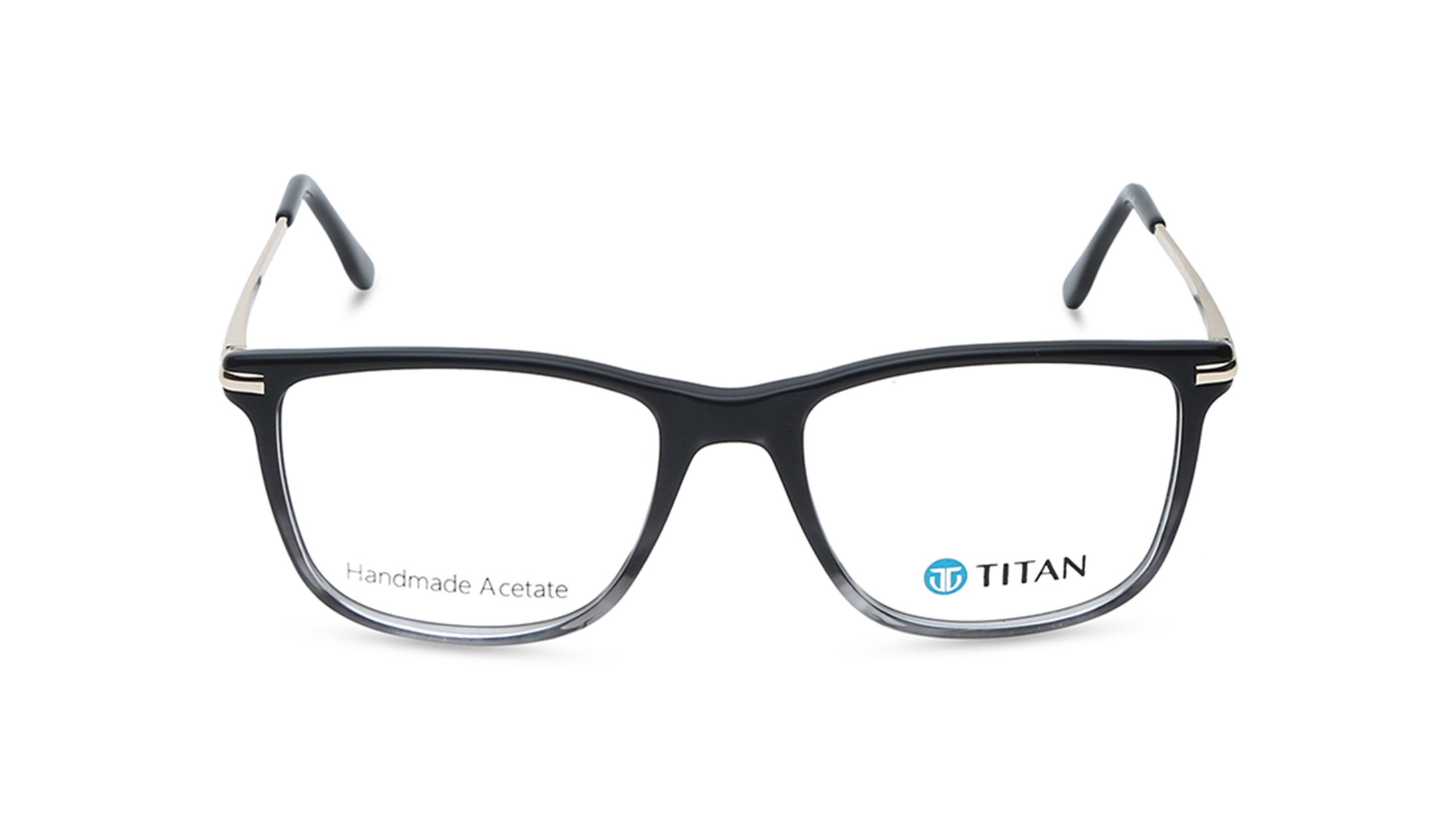 Image 1 of Black Square Eyeglasses for Men and Women from Titan Available at Titan Eye+