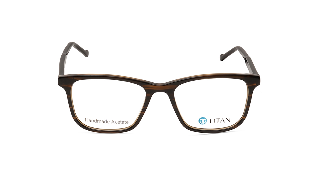 Image 1 of Brown Square Eyeglasses for Men from Titan Available at Titan Eye+