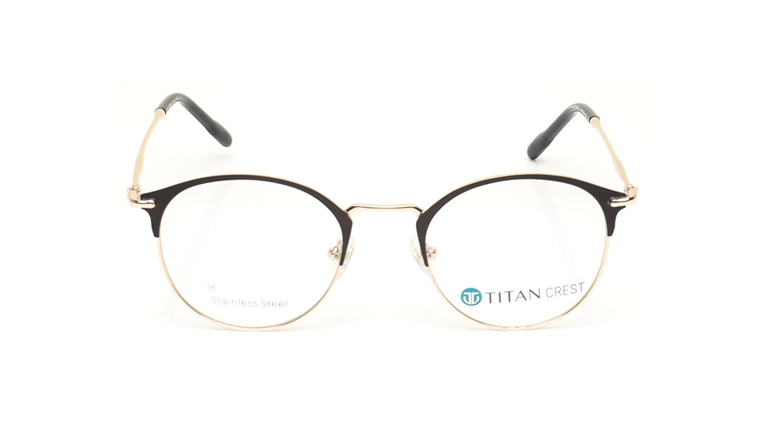 Image 1 of Black Round Eyeglasses for Men and Women from Titan Available at Titan Eye+