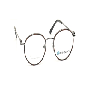 Image 2 of Brown Round Eyeglasses for Men and Women from Titan Available at Titan Eye+