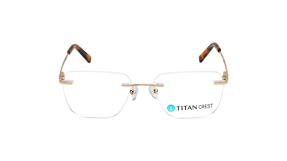 Image 1 of Gold Square Eyeglasses for Men and Women from Titan Available at Titan Eye+