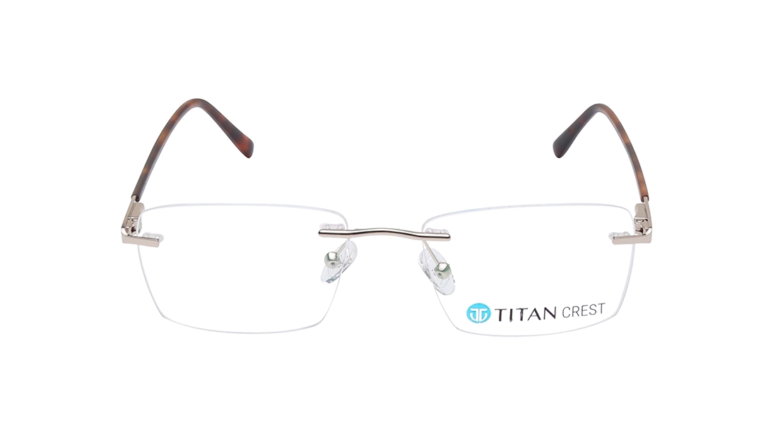 Image 1 of Gold Rectangle Eyeglasses for Men and Women from Titan Available at Titan Eye+