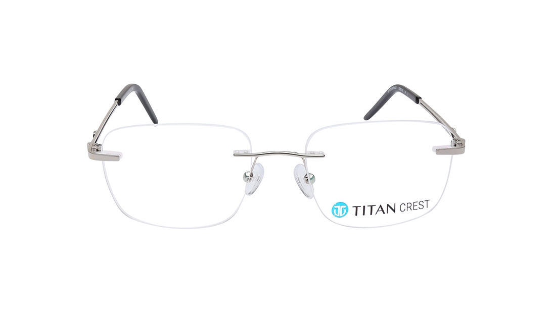 Image 1 of Silver Square Eyeglasses for Men and Women from Titan Available at Titan Eye+