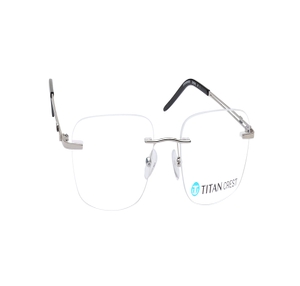 Image 2 of Silver Square Eyeglasses for Men and Women from Titan Available at Titan Eye+