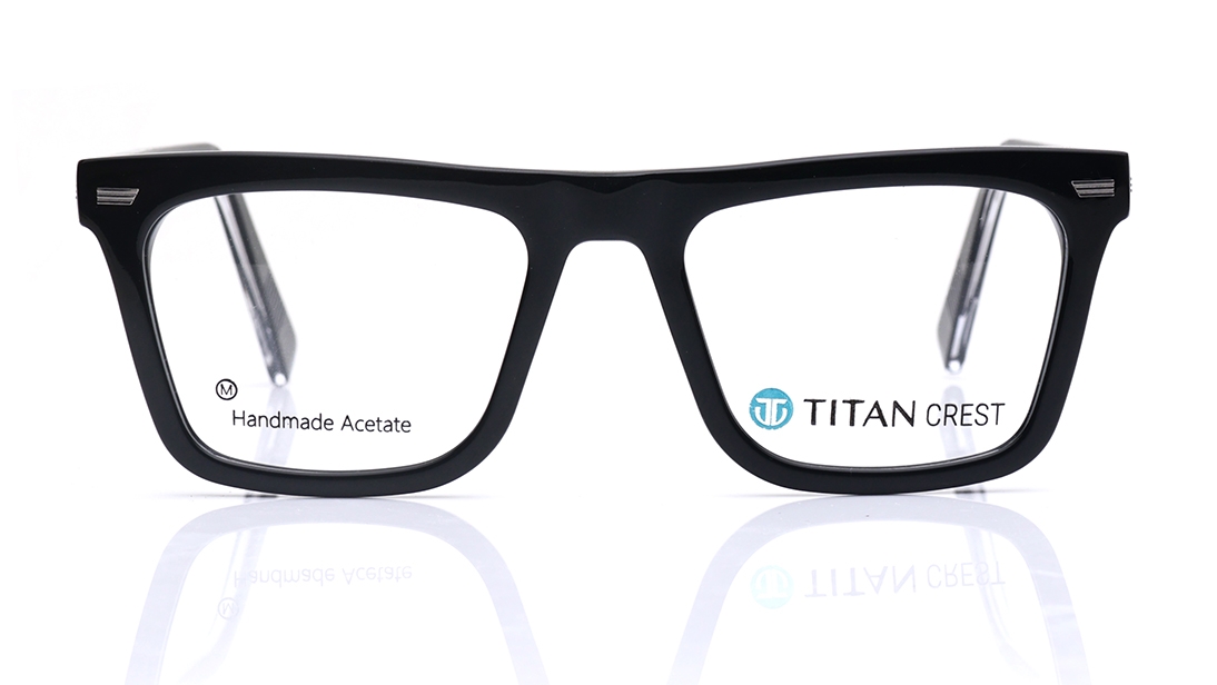 Image 1 of Black Square Eyeglasses for Men from Titan Available at Titan Eye+