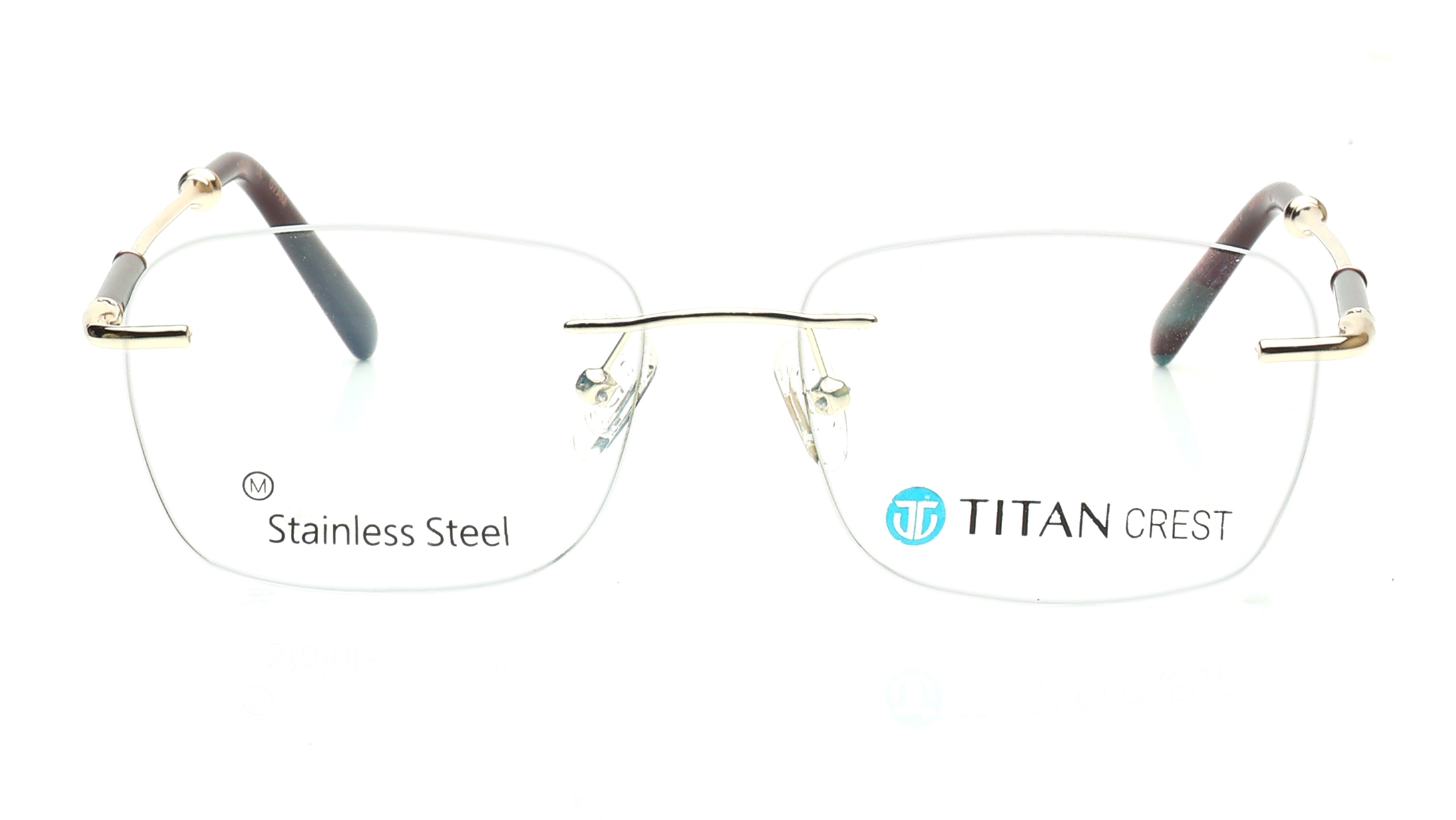 Image 1 of Gold Rectangle Eyeglasses for Women from Titan Available at Titan Eye+