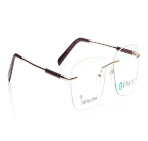 Image 2 of Gold Rectangle Eyeglasses for Women from Titan Available at Titan Eye+