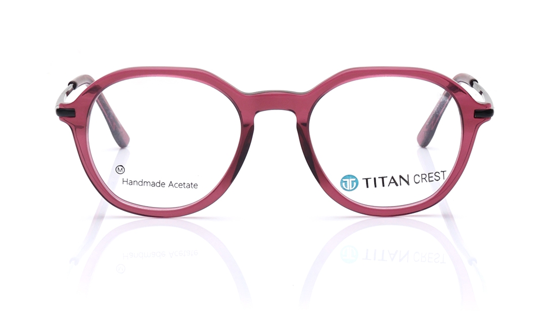 Image 1 of Maroon Round Eyeglasses for Men and Women from Titan Available at Titan Eye+