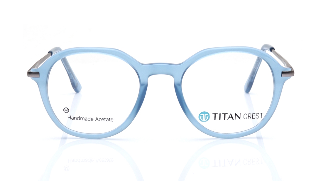 Image 1 of Blue Round Eyeglasses for Men and Women from Titan Available at Titan Eye+