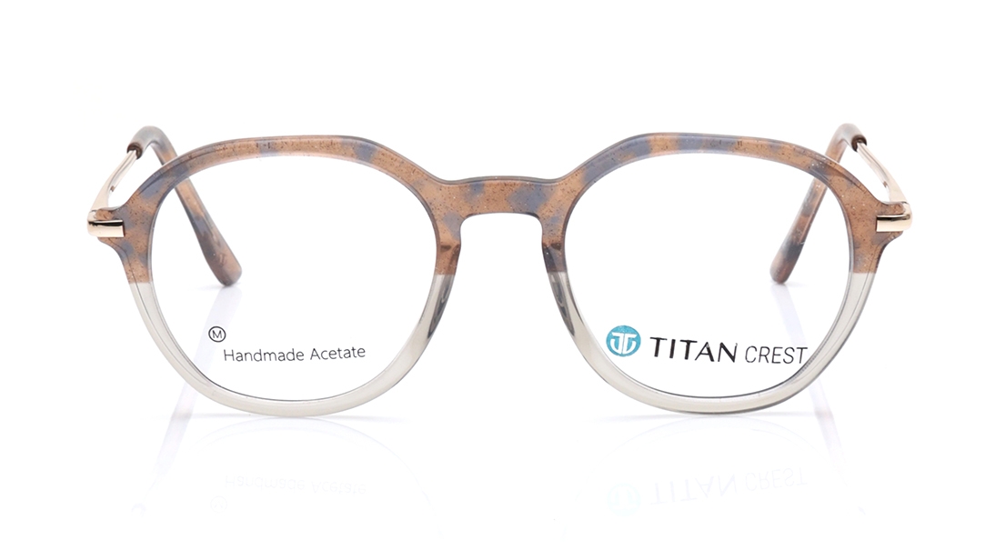 Image 1 of Brown Round Eyeglasses for Men and Women from Titan Available at Titan Eye+