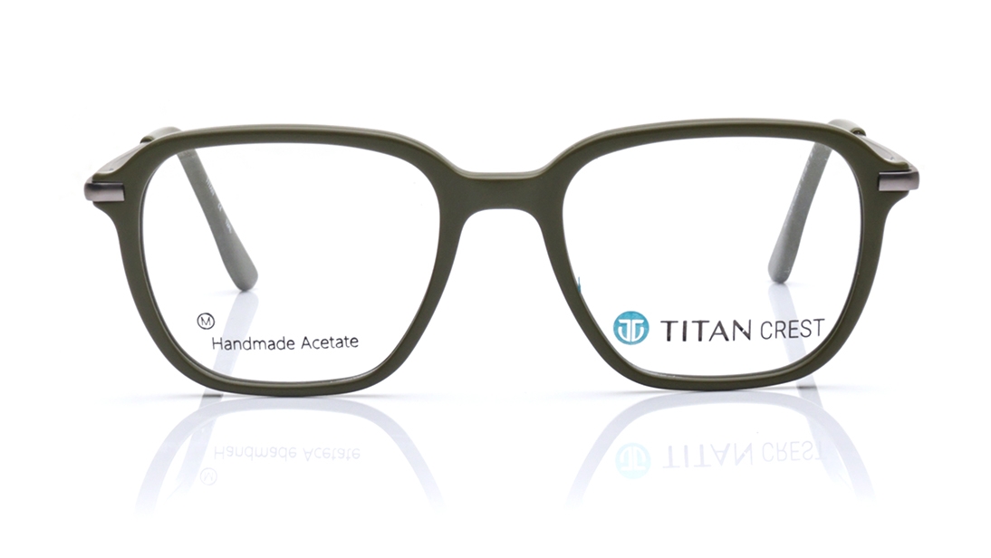 Image 1 of Olive Rectangle Eyeglasses for Men and Women from Titan Available at Titan Eye+