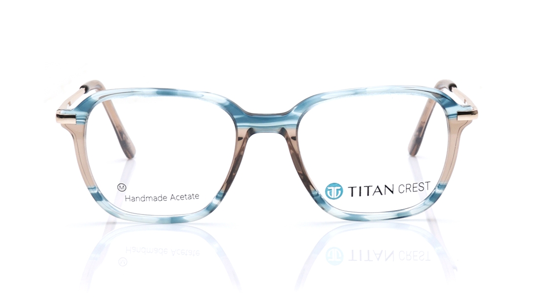 Image 1 of Blue Rectangle Eyeglasses for Men and Women from Titan Available at Titan Eye+