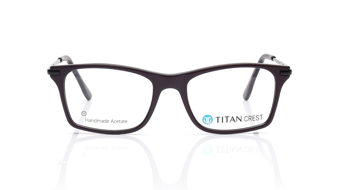 Image 1 of Maroon Rectangle Eyeglasses for Men from Titan Available at Titan Eye+