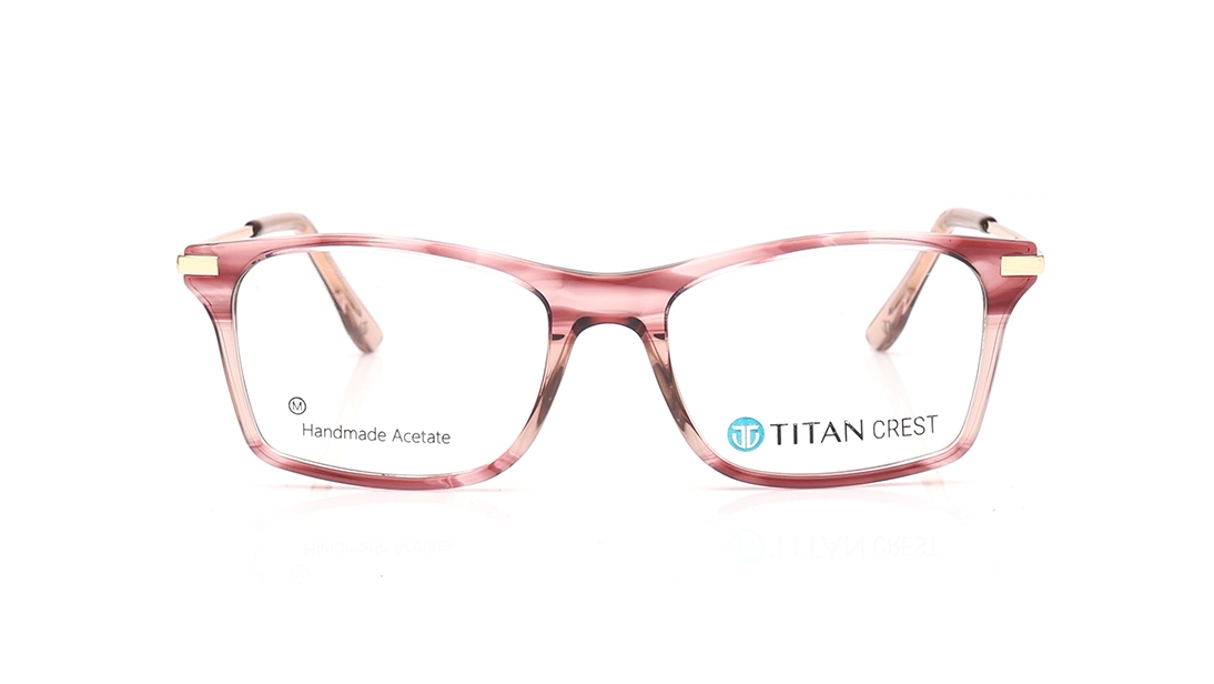 Image 1 of Pink Rectangle Eyeglasses for Men from Titan Available at Titan Eye+