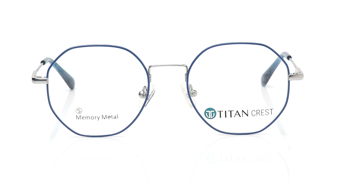 Image 1 of Blue Geometric Eyeglasses for Women from Titan Available at Titan Eye+