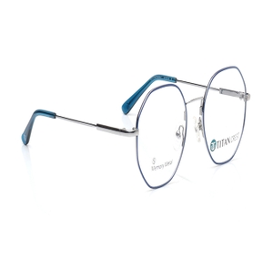 Image 2 of Blue Geometric Eyeglasses for Women from Titan Available at Titan Eye+