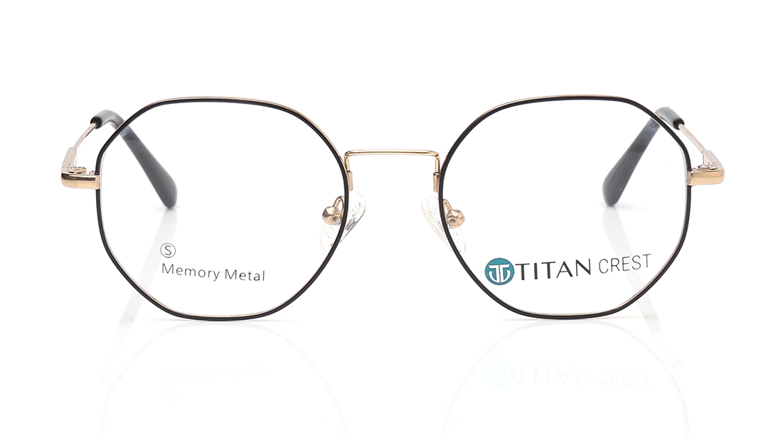 Image 1 of Gold Geometric Eyeglasses for Women from Titan Available at Titan Eye+
