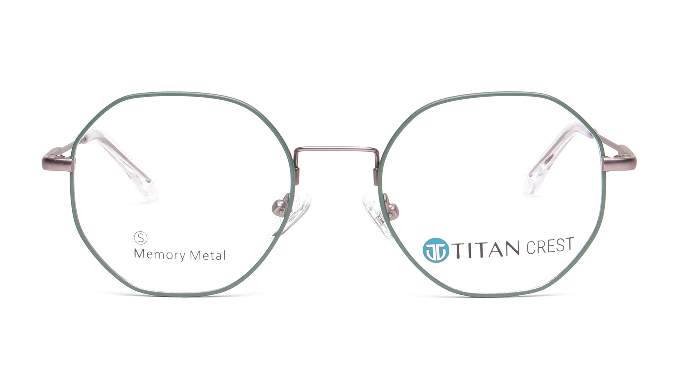 Image 1 of Green Geometric Eyeglasses for Women from Titan Available at Titan Eye+