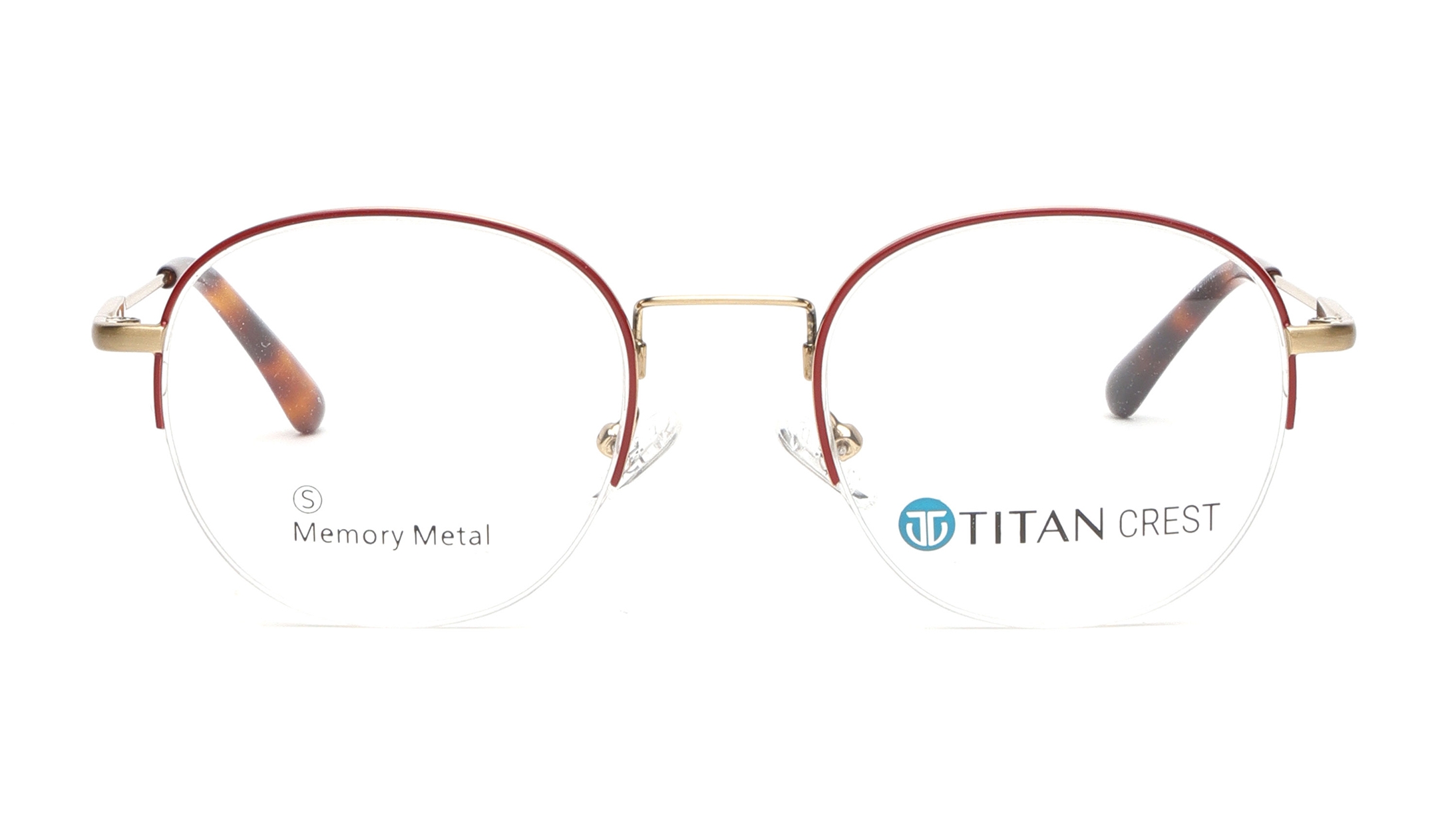 Image 1 of Red Round Eyeglasses for Men and Women from Titan Available at Titan Eye+