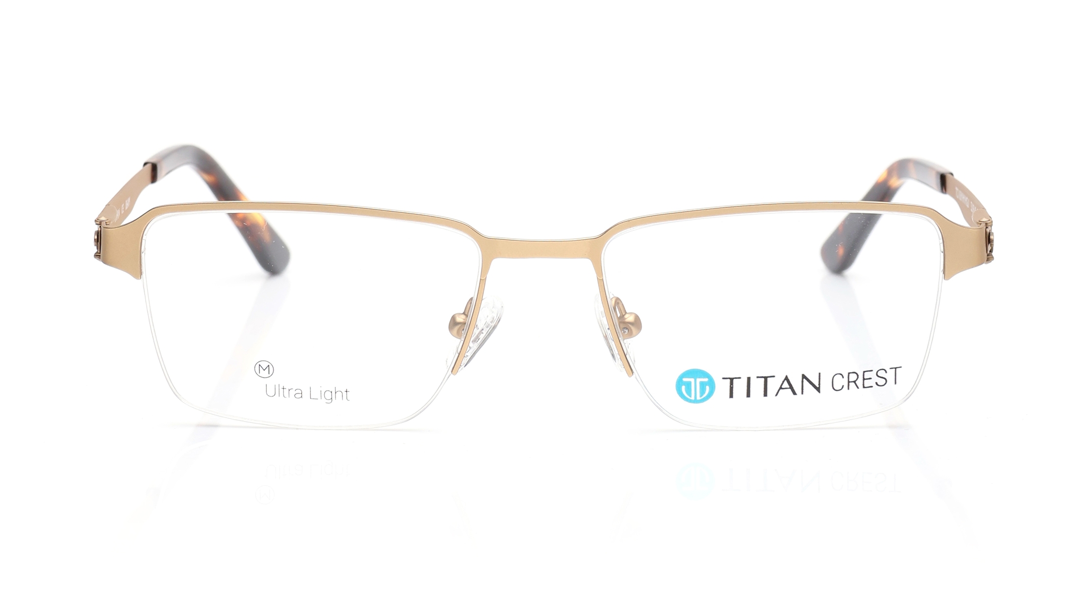 Image 1 of Gold Rectangle Eyeglasses for Men from Titan Available at Titan Eye+