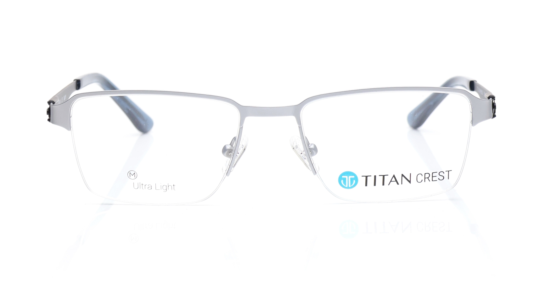 Image 1 of Silver Rectangle Eyeglasses for Men from Titan Available at Titan Eye+
