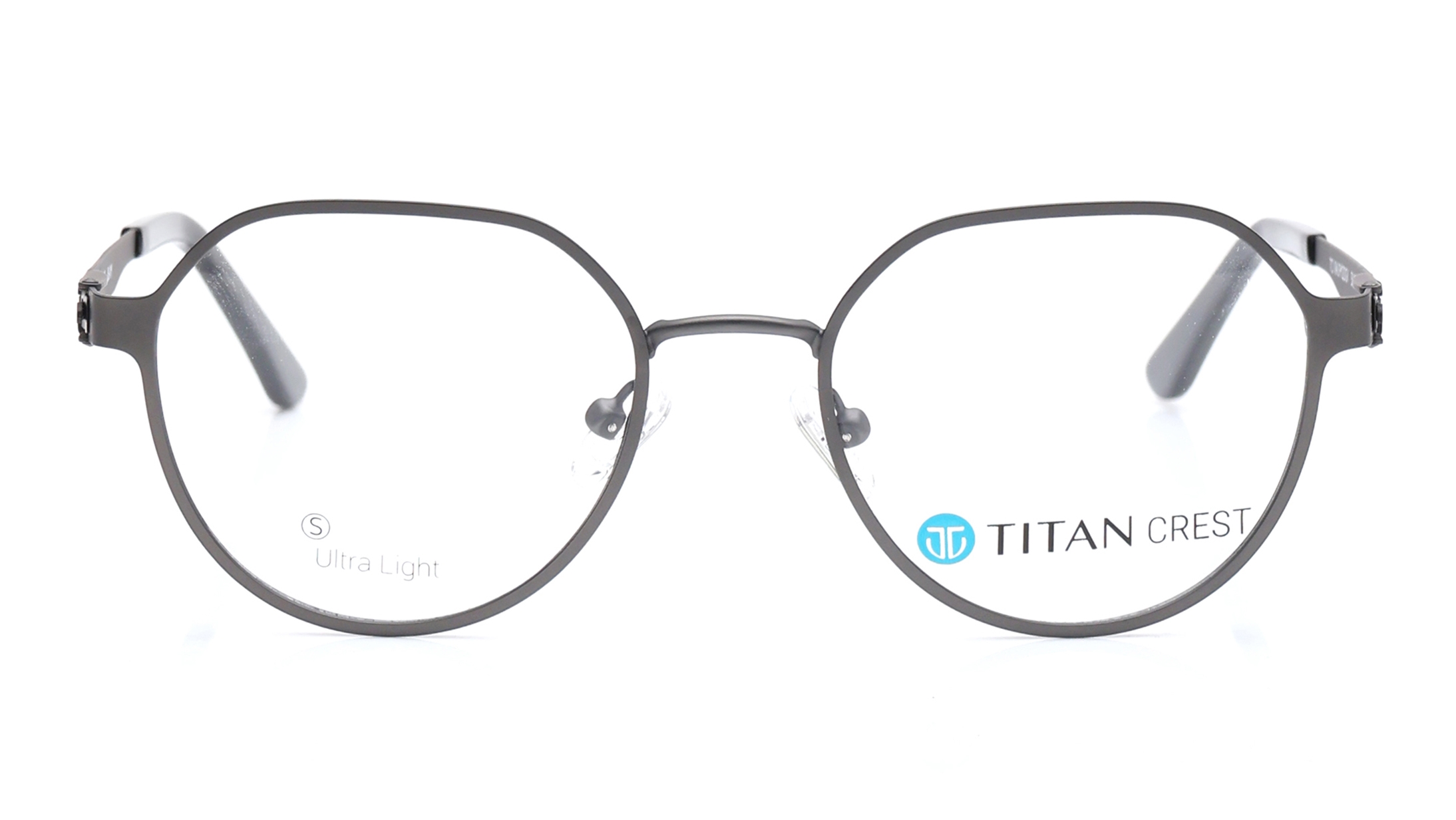Image 1 of Grey Geometric Eyeglasses for Men and Women from Titan Available at Titan Eye+