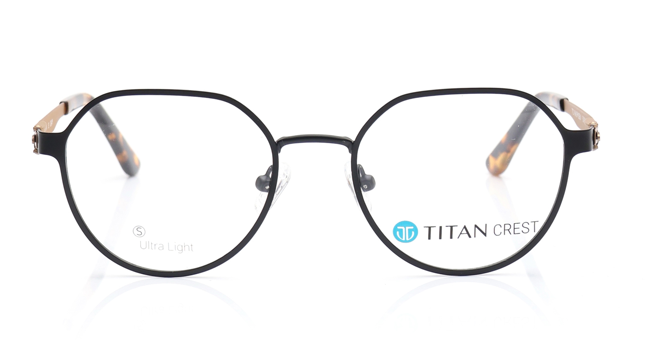 Image 1 of Black Geometric Eyeglasses for Men and Women from Titan Available at Titan Eye+