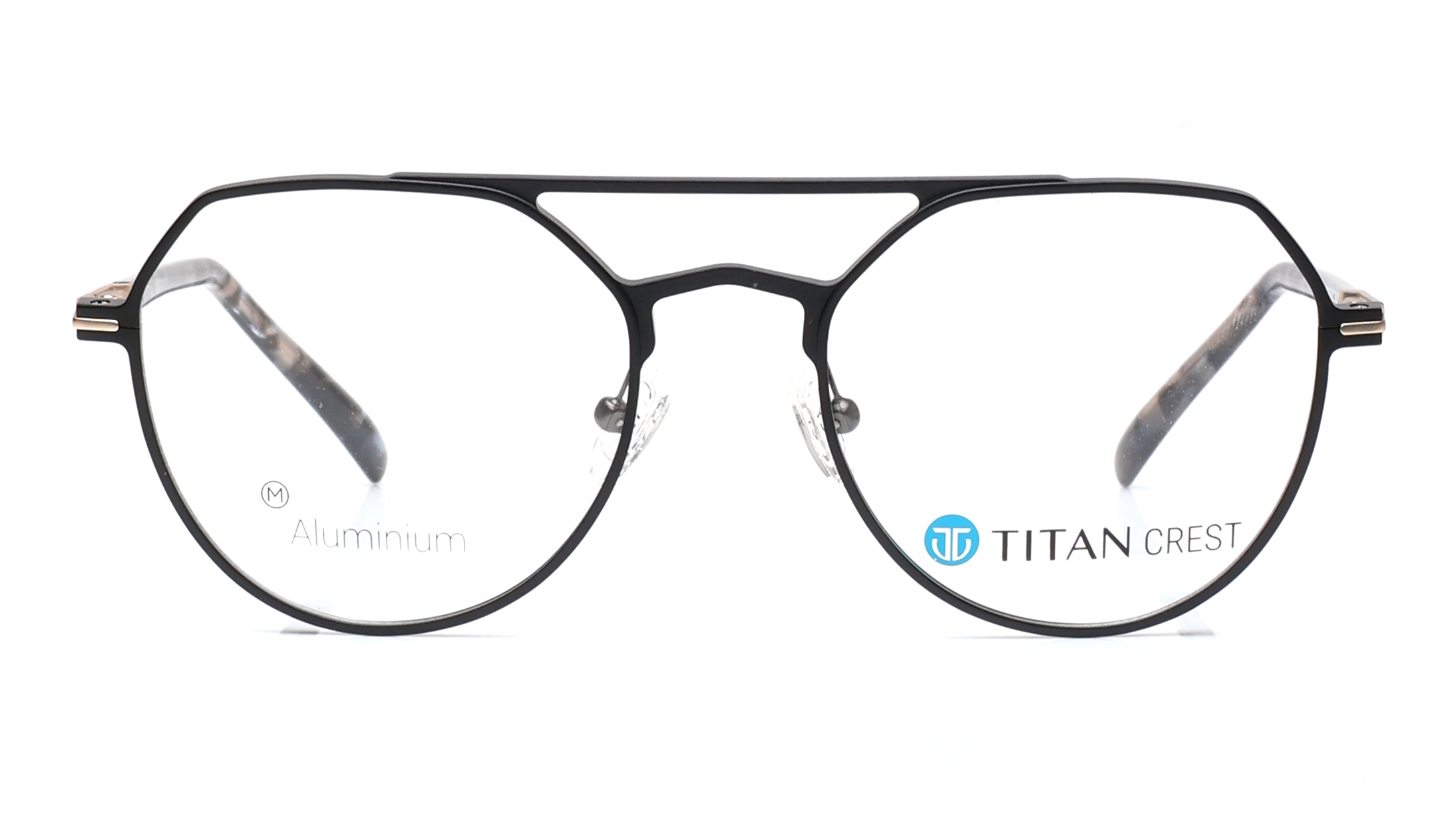 Image 1 of Black Aviator Eyeglasses for Men from Titan Available at Titan Eye+